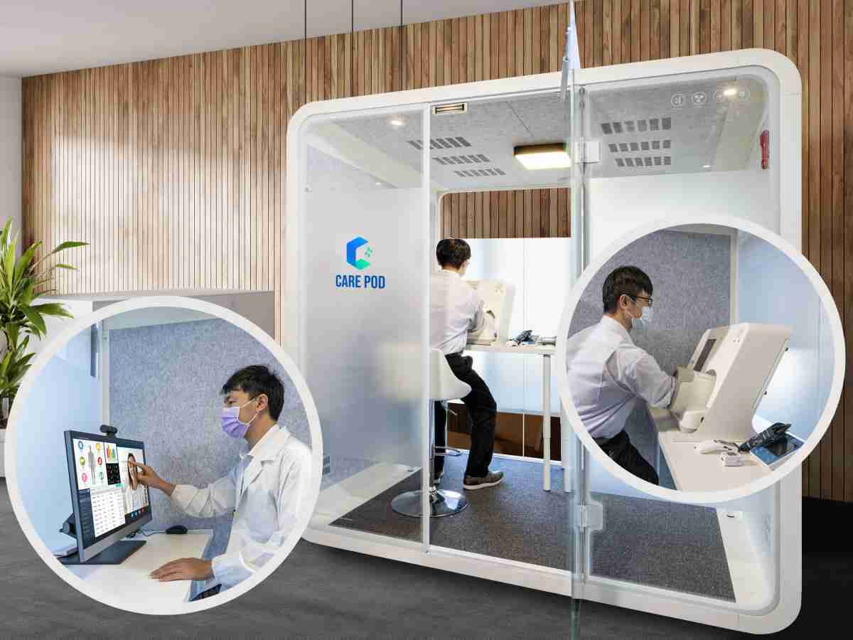 达擎于医疗科技展中展出＂远距诊疗舱＂，，，以因应医疗数字化及社会高龄化趋势下、、、复诊及慢性病患等族群对于远距看诊需求逐渐升高所推出的创新整合方案。。。多功能合一、、、高隐私性的远距诊疗舱可根据病患端与医师端的不同需求，，提供弹性化及客制化功能，，节省医生和病患的精力及时间