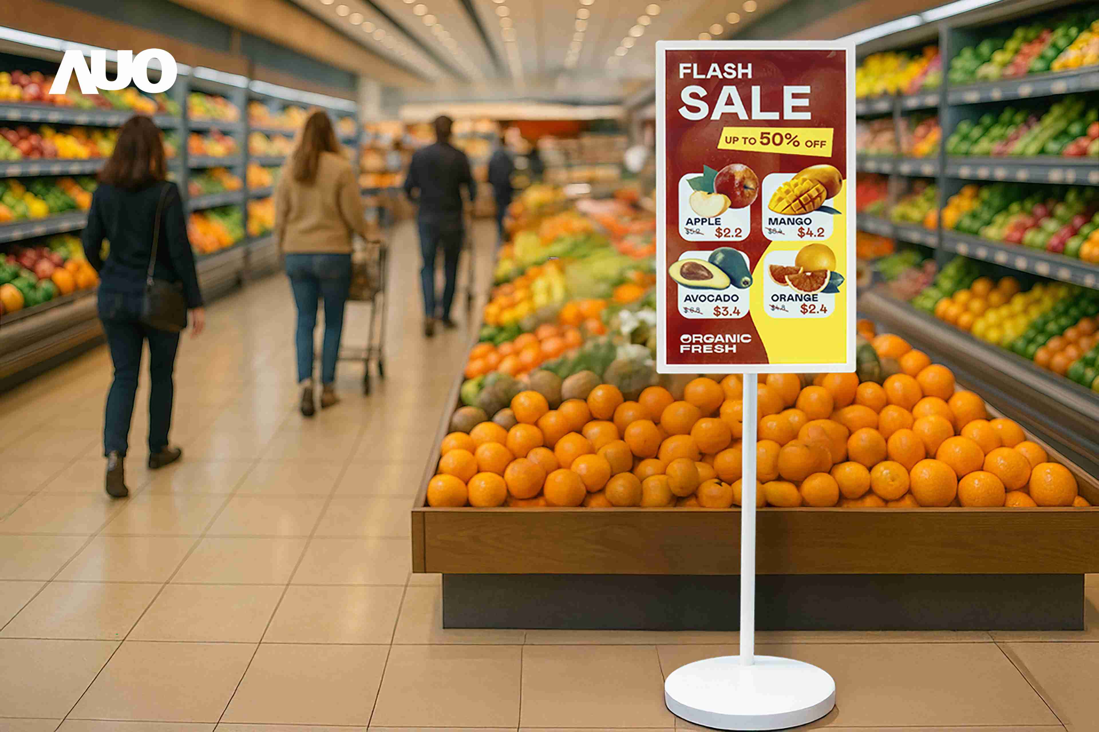 达擎首亮相低功耗、、全彩的〝aecoPost电子纸解决方案〞，，仅在更新画面时需要微量的电力驱动，，，，无需布建电线的便捷设计，，，，使其可灵活应用、、、随意置放，，，，并可透过云端或行动装置app，，轻松管理及排程广告内容，，，，晋升店头营销利器。。。